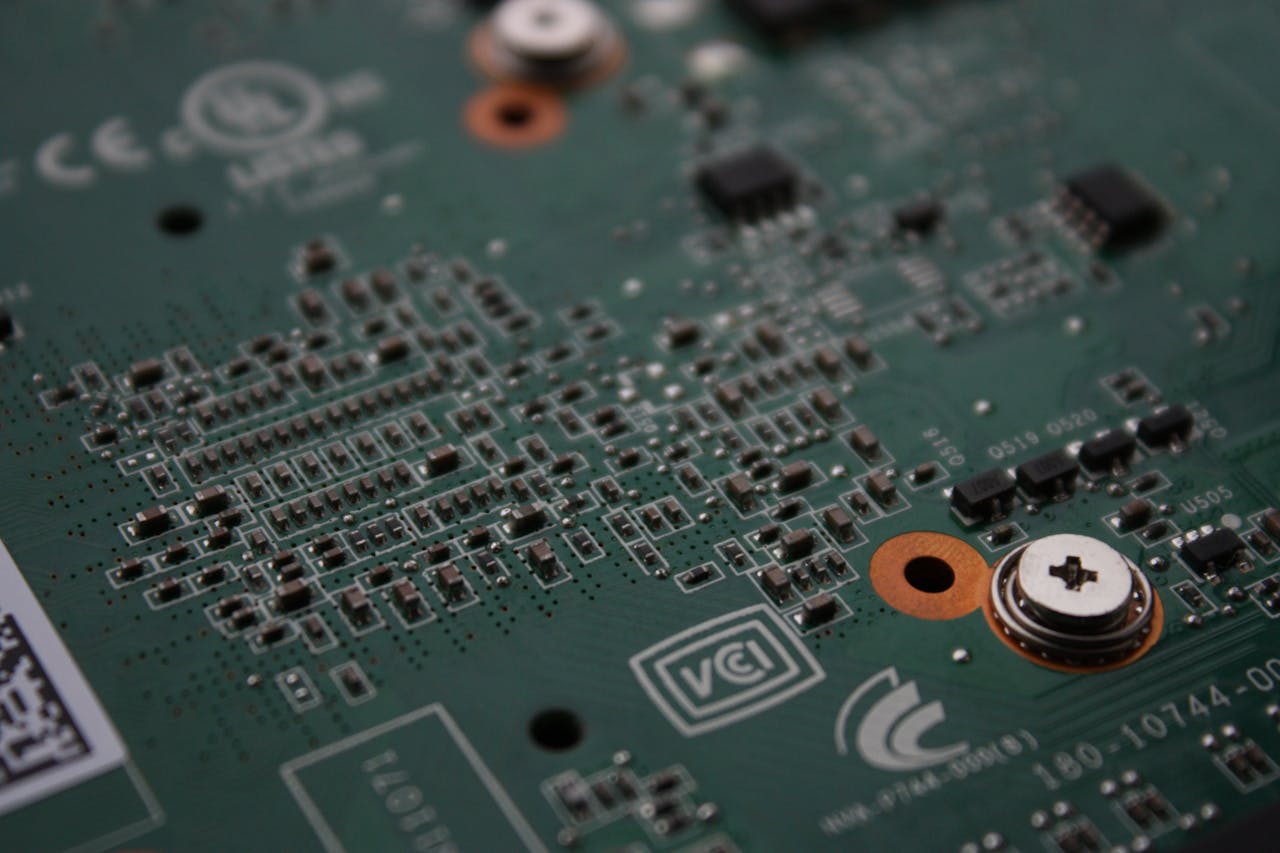 Detailed view of an electronic circuit board showcasing components and connections.